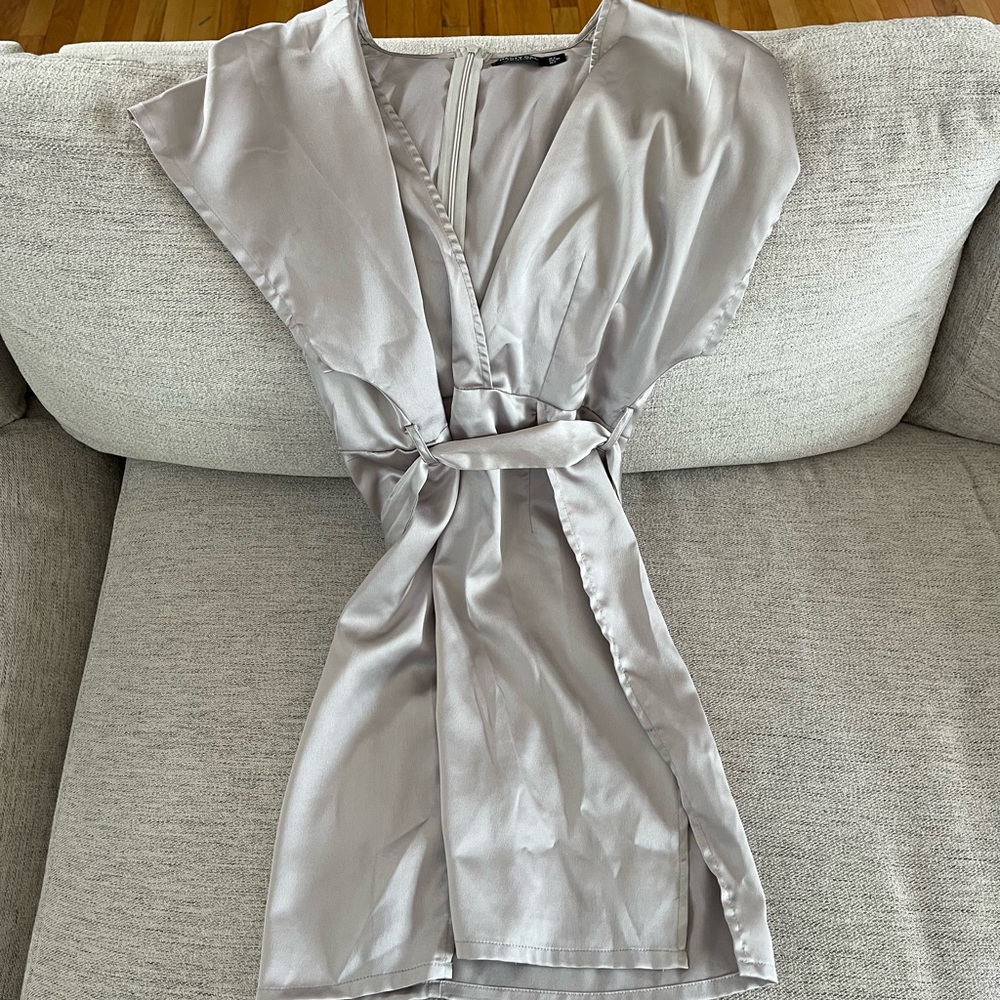 Nasty Gal Silver Satin Dress